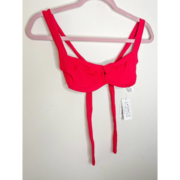 L*Space Camellia Bikini Top in Lipstick Red Size Small - Picture 5 of 5